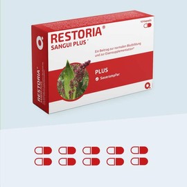 Restoria® Sangui Plus Iron Bisgylcinate + C + B9 and Vegetable Extracts of Sorrel - Better Digestible and Particularly Digestible
