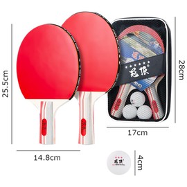 Training PingPong Paddle Set of 2, Table Tennis Bat Racket Set with 2 Bats and 3 Balls Easy to Play with Great Response and Spin