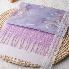 LewuwoPoing 15Pcs Handmade Scrapbook Art Paper Craft Textured Paper Colorful A5 sheet Mesh Special Paper Mix for Scrapbooking Junk Journal Journaling Supplies DIY Materials,5.8x8.2 inches (Purple)