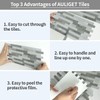 AULIGET 20 Sheets Faux Stone Peel and Stick Backsplash, Grey