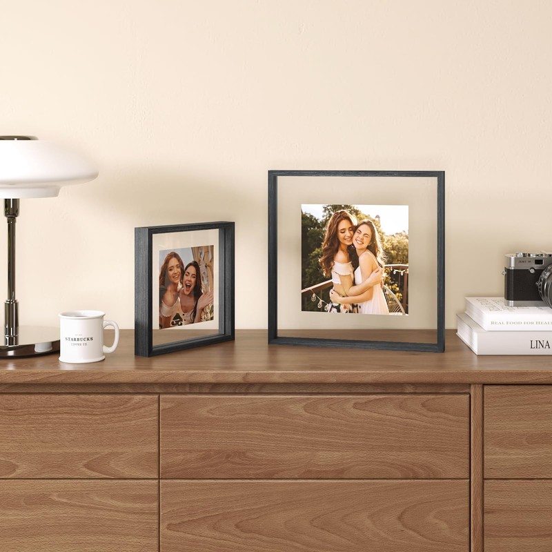 Egofine 8x8 Floating Frames Set of 2, Double Plexiglass Picture
