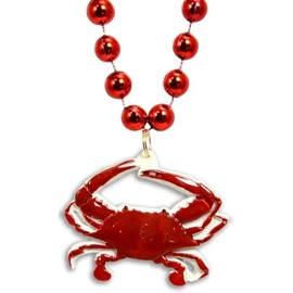 red crab Crawfish Time Lobster Boil Cook Bead Necklace New Orleans Mardi Gras Cajun Carnival Parade