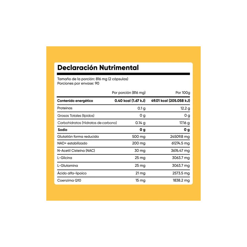 Glutatión y NAD+ Homodeus: Suplemento Antioxidante con NAC, ALA y
