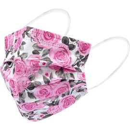 Everydayspecial Disposable Floral Print Safety Mask 3 Layer Protection Face Mask for Adults 50 pcs (Rose print)