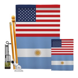 World Cup Argentina US Friendship Flag Banner Wall Art Flag Poles for Outside House Stand Outdoor Decorations Garden Tapestry Yard Signs FIFA Gifts Sports Fan Trophy Soccer Game Football Made in USA