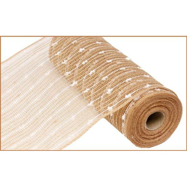 10 inch x 30 feet Deco Jute Mesh Ribbon Natural
