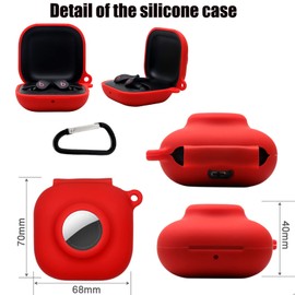 Silicone Case for Beats Fit Pro in-Ear Bluetooth Earbuds with Airtag Holder,Premium Soft Skin Cover Shock-Absorbing,Anti-Scratch Protective Case with Keychain (Red)