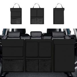 Hovom Car Trunk Organizer, Large Capacity Trunk Organizer for SUV, Detachable Vehicle Seat Back Hanging Storage Organizer with Zippers, Waterproof Car Storage Bag with 7 Pockets (Black)