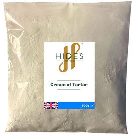 Hides Fine Foods - Cream of Tartar 500g - GMO Free - Suitable for Vegetarians - Raising Agent - Baking - Cakes - Meringues - Egg Whites - Sweet Making