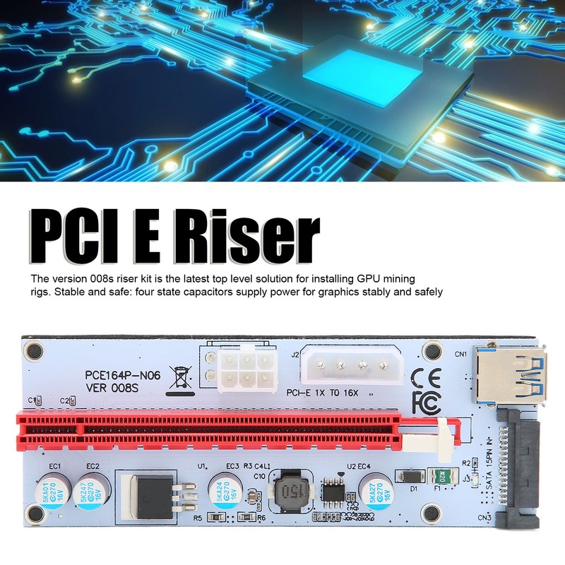 PCIE Riser Adapter Card 1X to 16X 3 Interface Easy
