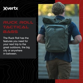 Vertx Ruck Roll Tactical Backpack 35L for Conceal Carry (CCW), Travel, Work, Hiking, Hunting, Overlanding, Tactical Gear, Heather Od/Od Green