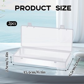 Caldamn Pack of 2 Storage Boxes with Lid, Small (15.5 x 6.5 x 2.8 cm), Plastic Boxes with Lid, Refrigerator, Storage Box, Small Plastic Box with Lid, Small for Beads, Jewellery and Craft Items