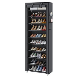 UDEAR 10-Tier Free Standing Shoe Rack Sturdy Shoe Rack Organizer for Closet Entryway Stackable Shoe Shelf with Dustproof Cover,Grey
