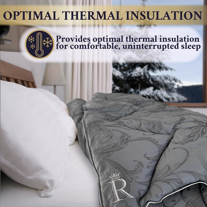 Royal Therapy Grey Cotton Comforter, Full Size, Down Alternative, Breathable