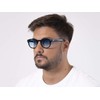 XLAB 8004 Sonnenbrille im Moscot-Stil, Unisex, 48mm, Schwarz/blau schattiert