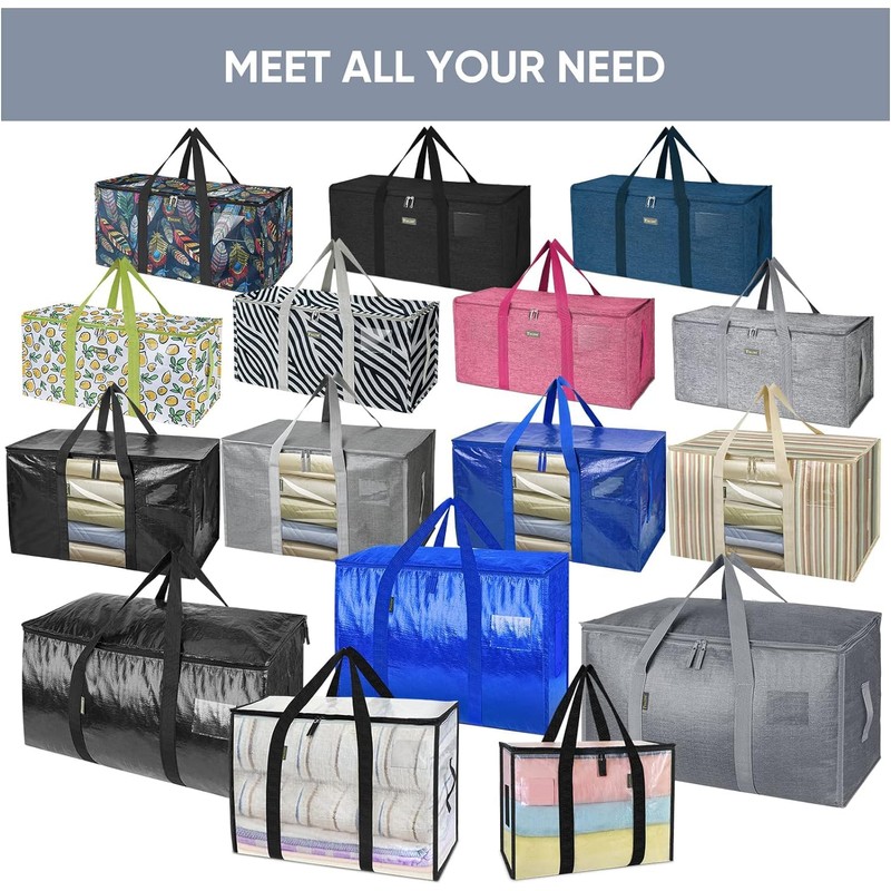 TICONN 4 Pack Extra Large Moving Bags with Zippers &