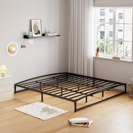 dainslef Low Bed Frame King Size, 10 Inch Heavy Duty Metal Platform King Bed Frame Low Profile, Mattress Foundation, No Box Spring Needed, Noise-Free, Non-Slip, Easy Assembly, Black