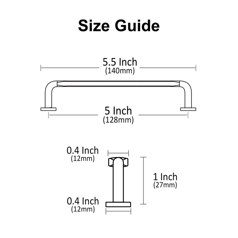 Alzassbg 10 Pack Brushed Gold Cabinet Handles, 5 Inch(128mm) Hole