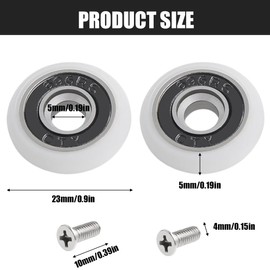 WeddHuis Pack of 8 Rollers for Shower Cubicles, Shower Cubicles, Sliding Doors, with Screws for Shower Door (23 mm)
