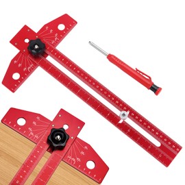 Yeguwithu Woodworking Scriber Marking Line Ruler, Aluminum Alloy Sliding T-Square Gauge, Line Drawing Aid Ruler with Angle Adjustment Scale, for Accurate Measuring, Layout, and Angle Setting