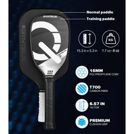 Pickleball Training Paddle – USAPA Approved | 360° Thermoformed | T700 Carbon Fiber | High-Spin Grit Coating | Ultra-Strong Power & Spin for Consistent Training，Extra Long Handle, 16mm Core, Black