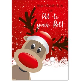 doodlecards Our Pet To Your Pet Christmas Card Rudolph in Snow Medium Size Christmas Card for Our Pet To Your Pet with Plain Envelope