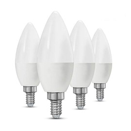 CTKcom 5W E14 Base LED Candelabra Bulbs(4 Pack)- C37 Daylight White 6000K LED Candle Light Bulb,Ceiling Fan Lights,Decorative Bulb,550LM,UL-Listed,AC 85-265V