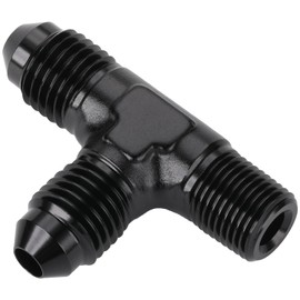 Podavelle 4AN Male Flare Tee to 1/8 NPT on Run T Fitting Adapter Aluminum Black