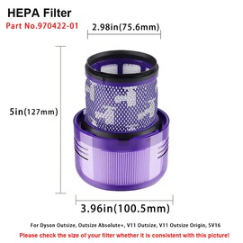 2 Pack Filter Replacement Compatible with Dyson V11 Outsize, V11 Outsize Origin, Outsize Absolute+, V15 Outsize Vacuum Cleaner, Compare to Part 970422-01