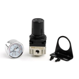 SNS Low Pressure Air Regulator Air Compressor Pressure Regulator With Bracket and Gauge Female Thread 1/4 NPT Adjustable AR2000-N02 (0-40 PSI)