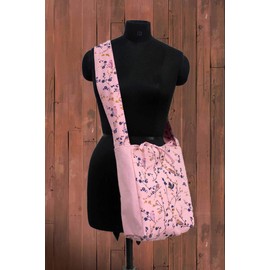 Dekor World Cotton Chevron Aqua Printed Jhola Bag (Pack of 1), Pink1, 10x16x4 Inches/ 25x40x10 Cm