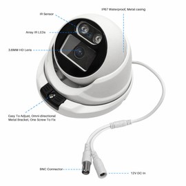 JUSTOP 5MP CCTV Camera 3.6mm Wide-Angle Super HD TVI Dome Turret Security Camera with Metal Housing 20M EXIR Night Vision IP67 Weatherproof