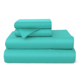 Cosy House Collection 100% Rayon Derived from Bamboo Bed Sheet Set - Cooling, Breathable, Silky Soft 4-Piece Deep Pocket Bedding Set (Full, Turquoise)