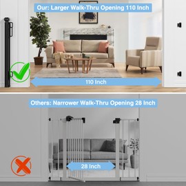 Retractable Baby Gates for Stairs, PRObebi Retractable Dog Gate Indoor Extends to 110" Wide 34" Tall, Child Gates for Doorways, Stair Gate Use for Outdoor, Hallways, Doorways, Deck, Porch