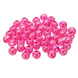 PATIKIL 10mm Acrylic Beads, 100pcs Cute Beads Bulk Spacer Bead Bubble Crackle Sparkle Beads Crystal Plastic Candy Round Bead for Making Necklace Earring Craft,Rose Red