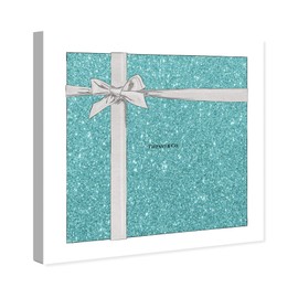 The Oliver Gal Artist Co. Fashion and Glam Wall Art Canvas Prints 'Jewelry Gift Box Glitter' Home Décor, 12" x 12", Blue, Gray