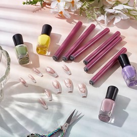 UNICRAFTALE 6 Pieces 6 Styles Nail Art Stamp Pen Set Nail Flowers Design Stamp Pen Nail Art Stamp Pen Nail Point Tool Various Patterns DIY Nail Printing Stencils Tool for Women