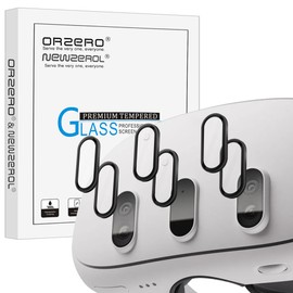 (2 Sets) Orzero Camera Lens Protector Compatible for Quest 3, Protector de Cámera Tempered Glass Aluminum Alloy Super strong adhesion Anti-Drop Strong Protection - Black