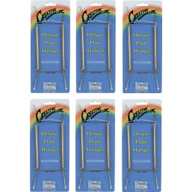 Creative Hobbies Deluxe Plate Display Hangers - Expandable Spring Style for 10-14 Inch Plates - Gold Wire with Hooks & Nails | Pack of 6