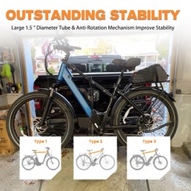 MOBI OUTDOOR E Bike Frame Adaptor Fits Up to 100lbs for E Bike Hitch Platform Rack, Adjustable Aluminum Adaptor with Rubber Hooks, Adapt Diverse Bike Frames, Women's BMX & Non-Standard Frames