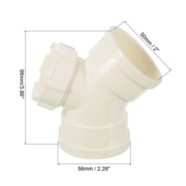 PATIKIL 2" 45 Degree Elbow Pipe Fitting with Opening, 2 Pcs Right Angle Splitter Duct Hose Connector for Drain Tubes, Drip Systems, White