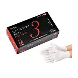Ebno Nitrile Tri3 White Powder Free No.554 M 100 Sheets 554M100 《Nitrile Gloves》