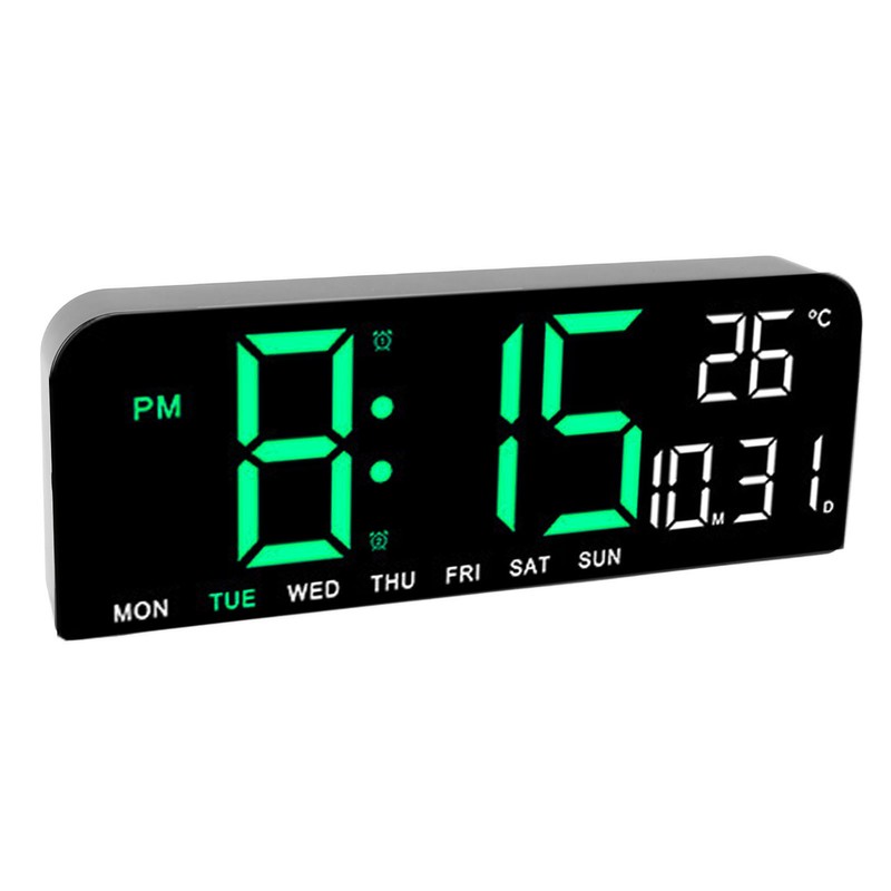 Digital Alarm Clock Large LED Display Desk Wall Clock with