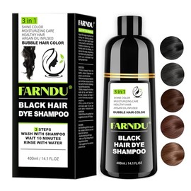 Champú de tinte para cabello negro para mujeres y hombres, cobertura de canas con tinte herbal natural, champú de color para cabello 3 en 1 | Herbal N