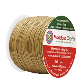 Mandala Crafts 1mm 109 Yards Tan Cotton Waxed Cord for Jewelry Making Bracelet Cord Waxed String - Beading String Thread Jewelry Cords for Necklaces String