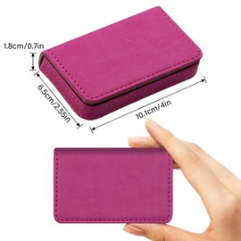 FORYEE Business Card Holder, RFID Blocking PU Leather Wallet with Magnetic for Women and Men, Name ID Credit Card Case, Portable Stylish Carrier Purse for Business Social -PW Rose