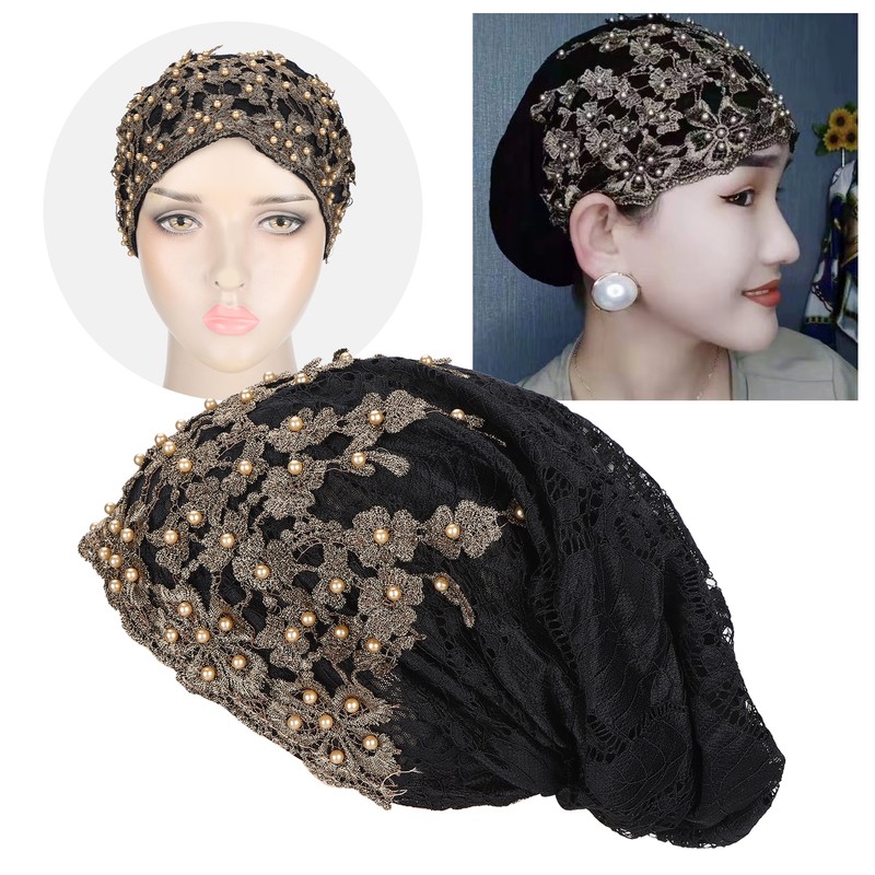 Slouchy Bonnet Casual Fashion Beaded Lace Breathable Loose Lazy Chemical