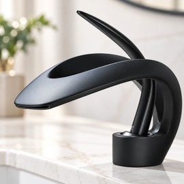 Waterfall Bathroom Faucet for Basin Upgrades - Single-Handle Hot and Cold Mixer in Matte Black