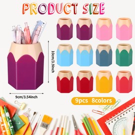 Youdaju 12 Pcs Pencil Shaped Pen Holders Pencil Storage Organizer Cute Plastic Pencil Holder for Desk Desktop Pen Cup Colorful Vase Pencil Pot Makeup Brush Container Cartoon Stationery Rack for Office