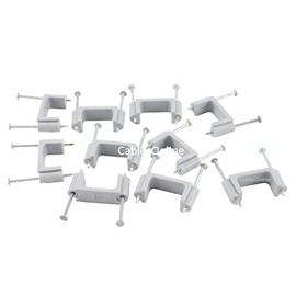 CablesOnline 10-PACK Flat Design 2-Nail Plastic Wall Mount Cable Clips (CM-401)